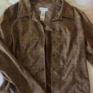Tan printed small button up jacket